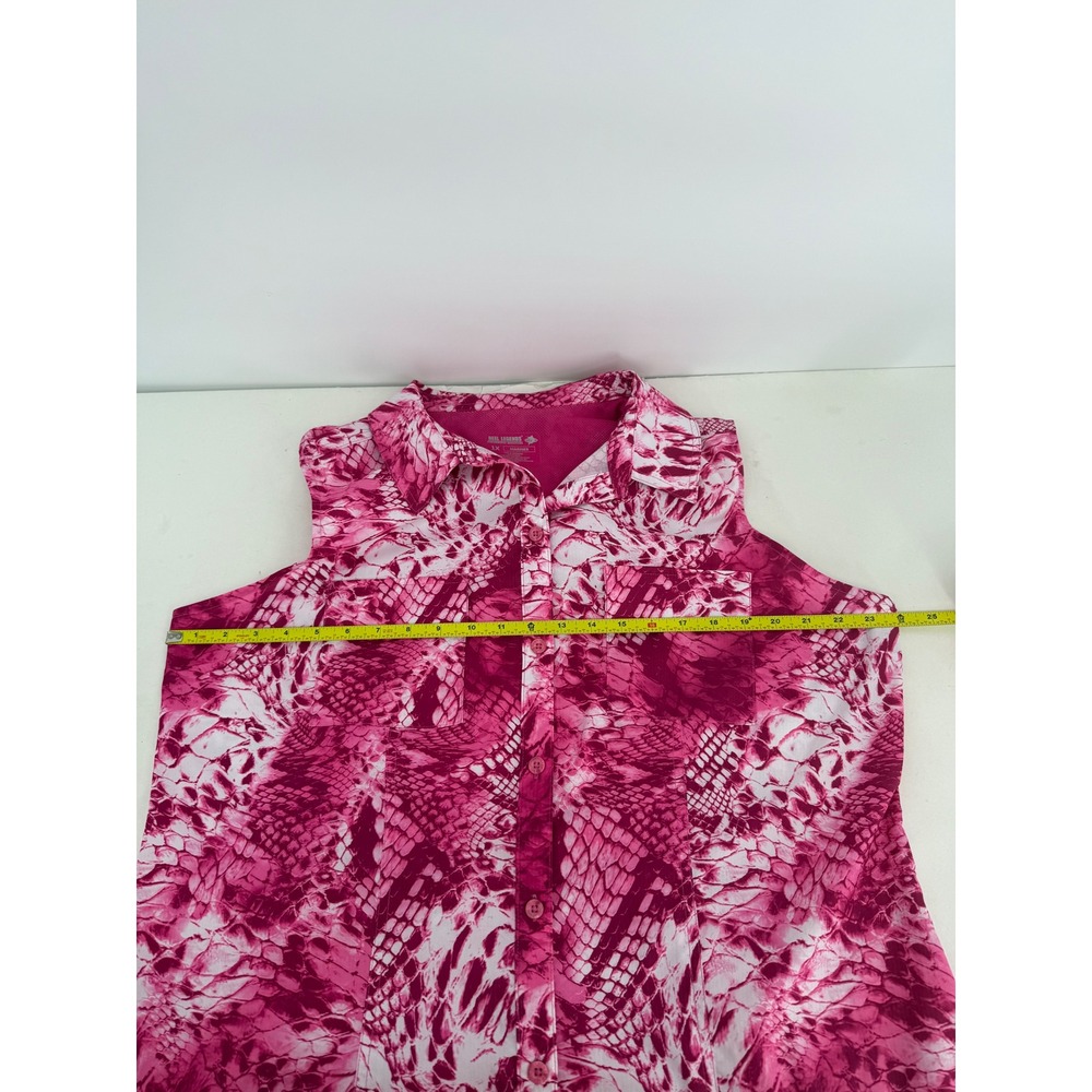 Reel Legends Womens Pink Snakeskin Sleeveless Fishing Shirt Ventilated Sz 1X - Picture 5 of 7
